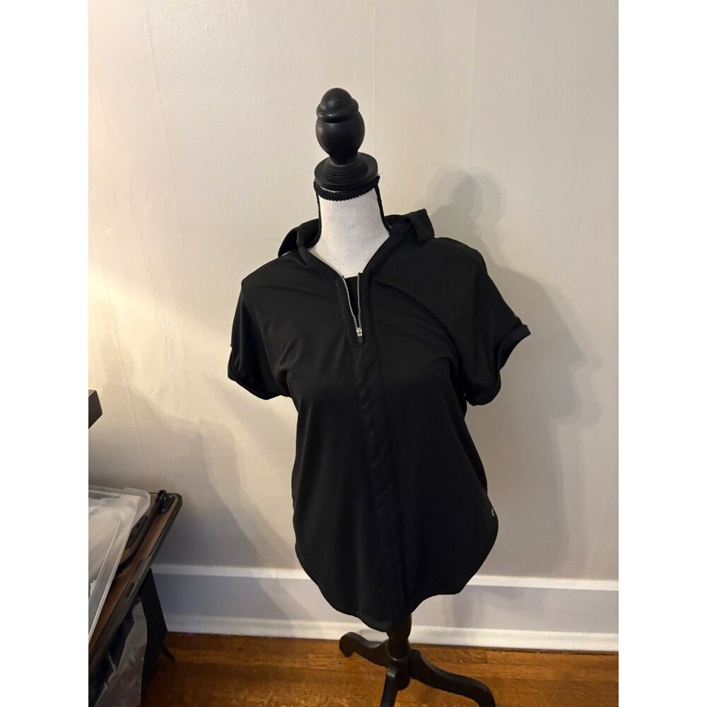 BARCO ONE Black Performance Scrub Top Hooded Half-Zip l Size Small